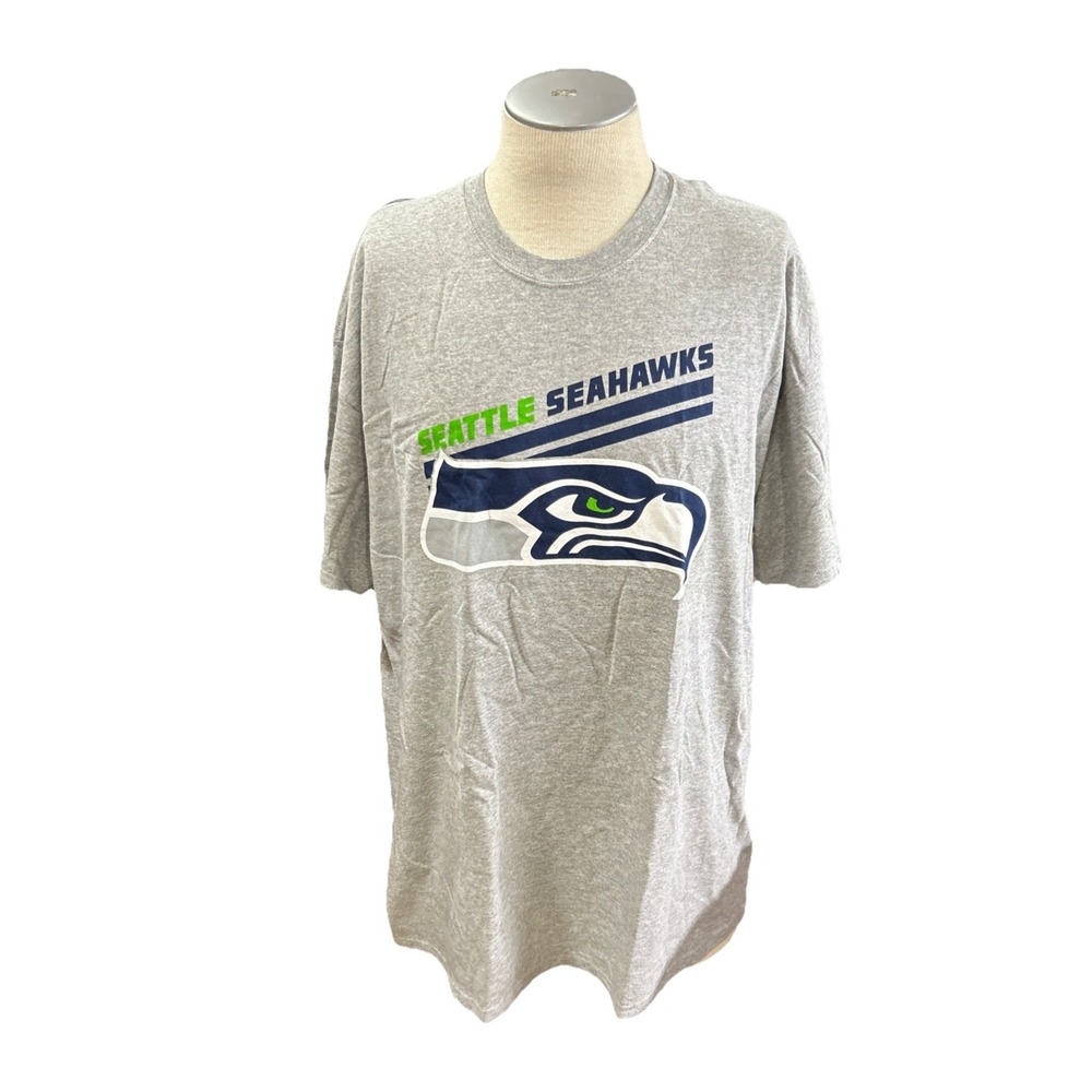Majestic Seattle Seahawks Mens T Shirt 2XL Grey Football NFL Short Sleeve